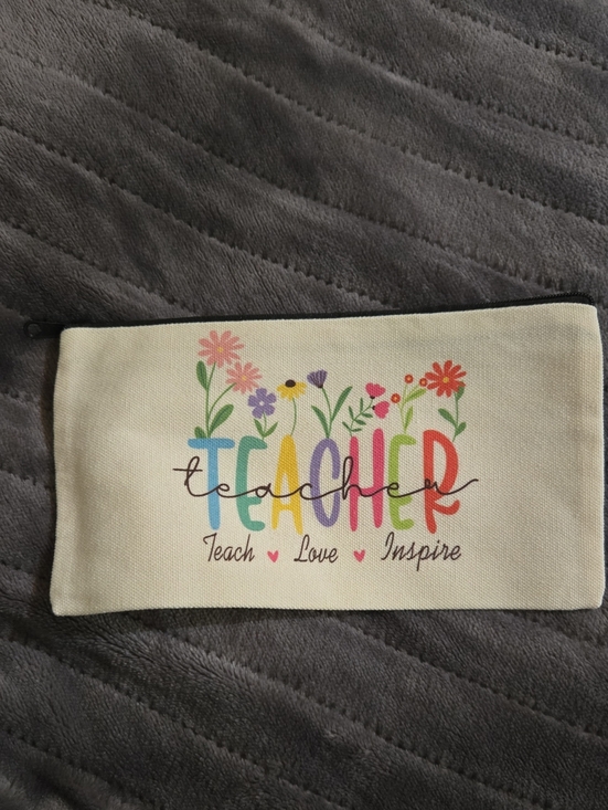 Source Unknown Handbags - Teacher's Floral Canvas Pencil Case - Cream